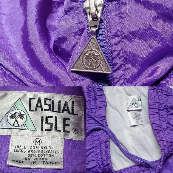 Vintage 90s Casual Isle Purple Full-zip Jacket High Rise Shell Suit Tracksuit M